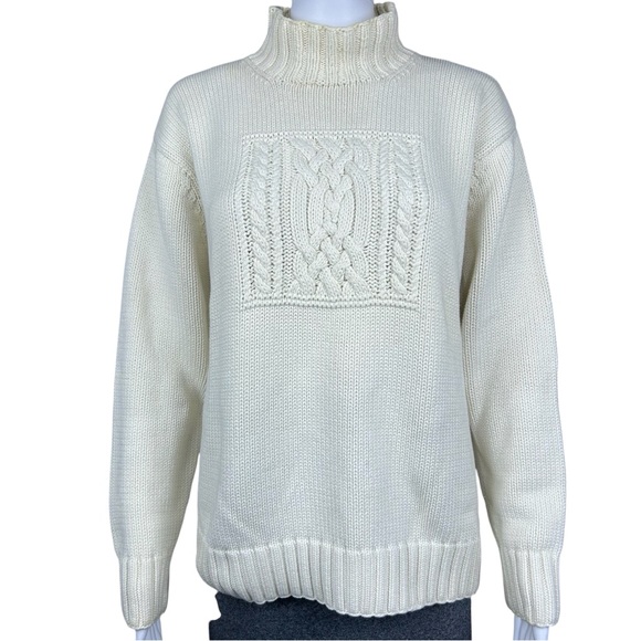 Lauren Ralph Lauren Womens Hand Knit Mock Neck Sweater Medium Preppy Heritage - Picture 3 of 16
